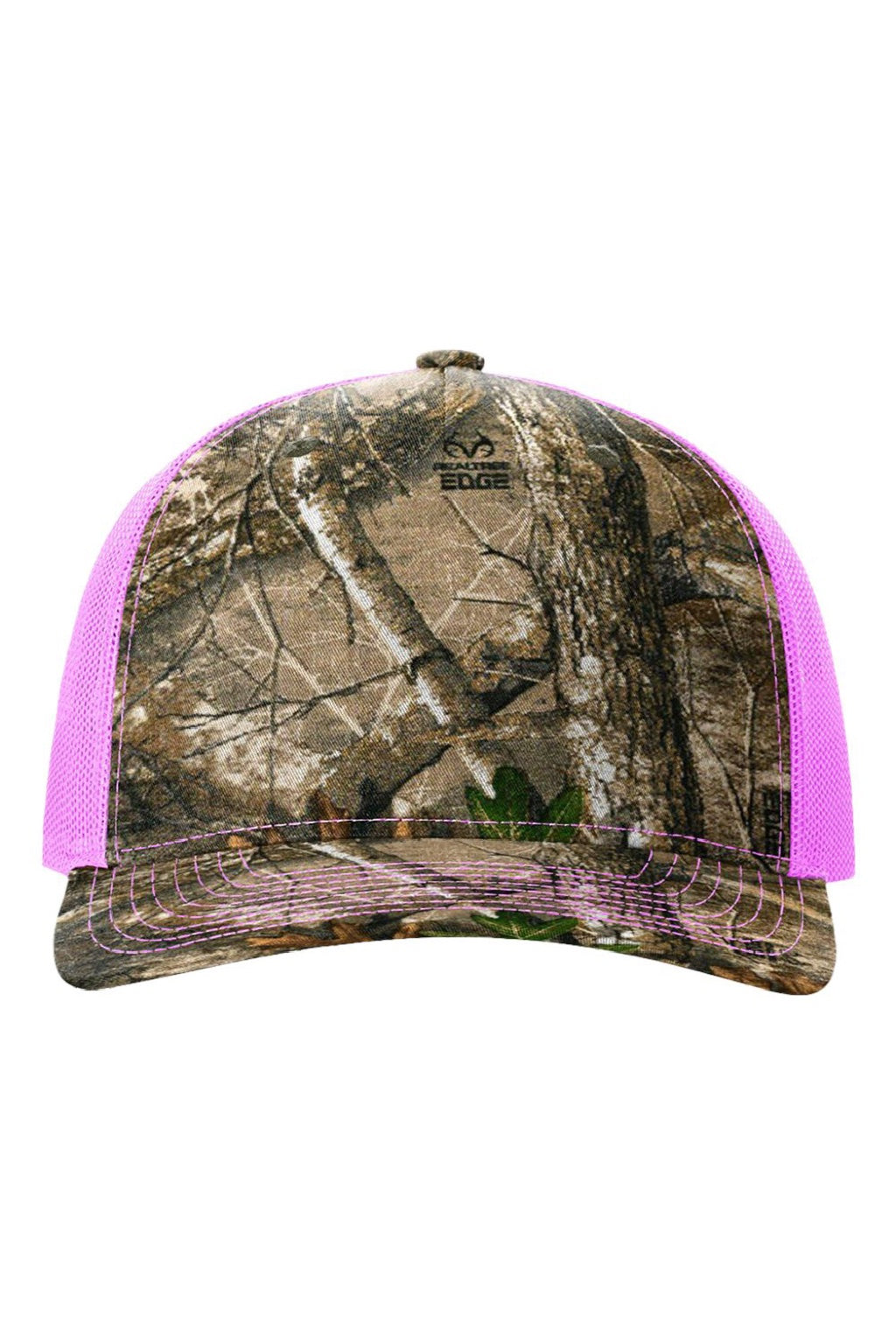 Richardson Hats 112PFP Mens Printed Snapback Trucker Hat Realtree Edge/Neon Pink Flat Front