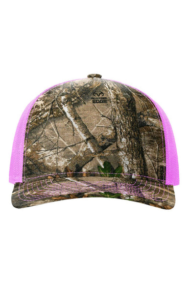 Richardson Hats 112PFP Mens Printed Snapback Trucker Hat Realtree Edge/Neon Pink Flat Front