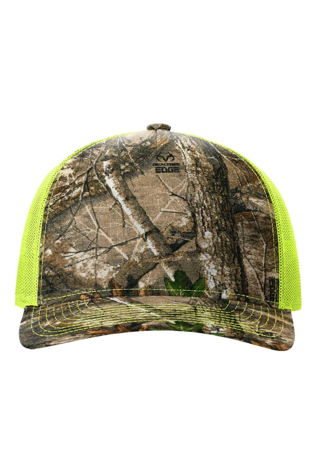 Richardson Hats 112PFP Mens Printed Snapback Trucker Hat Realtree Edge/Neon Yellow Flat Front