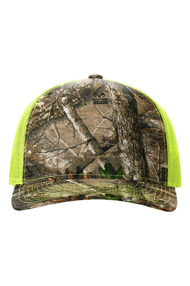 Richardson Hats 112PFP Mens Printed Snapback Trucker Hat Realtree Edge/Neon Yellow Flat Front