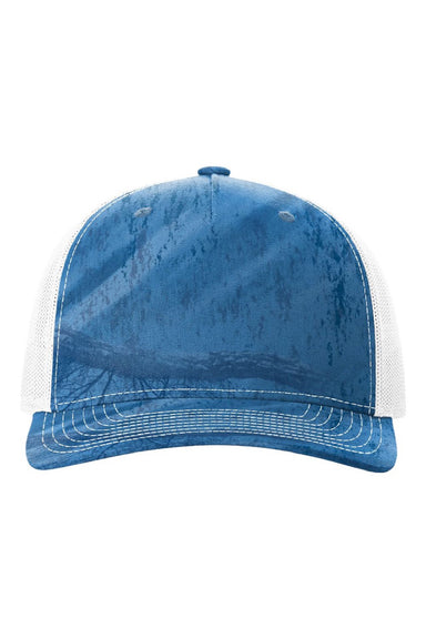 Richardson Hats 112PFP Mens Printed Snapback Trucker Hat Realtree Fishing Light Blue/White Flat Front