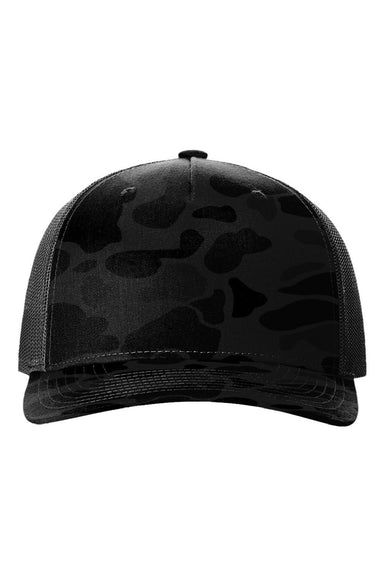 Richardson Hats 112PFP Mens Printed Snapback Trucker Hat Sable Duck Camo/Black Flat Front