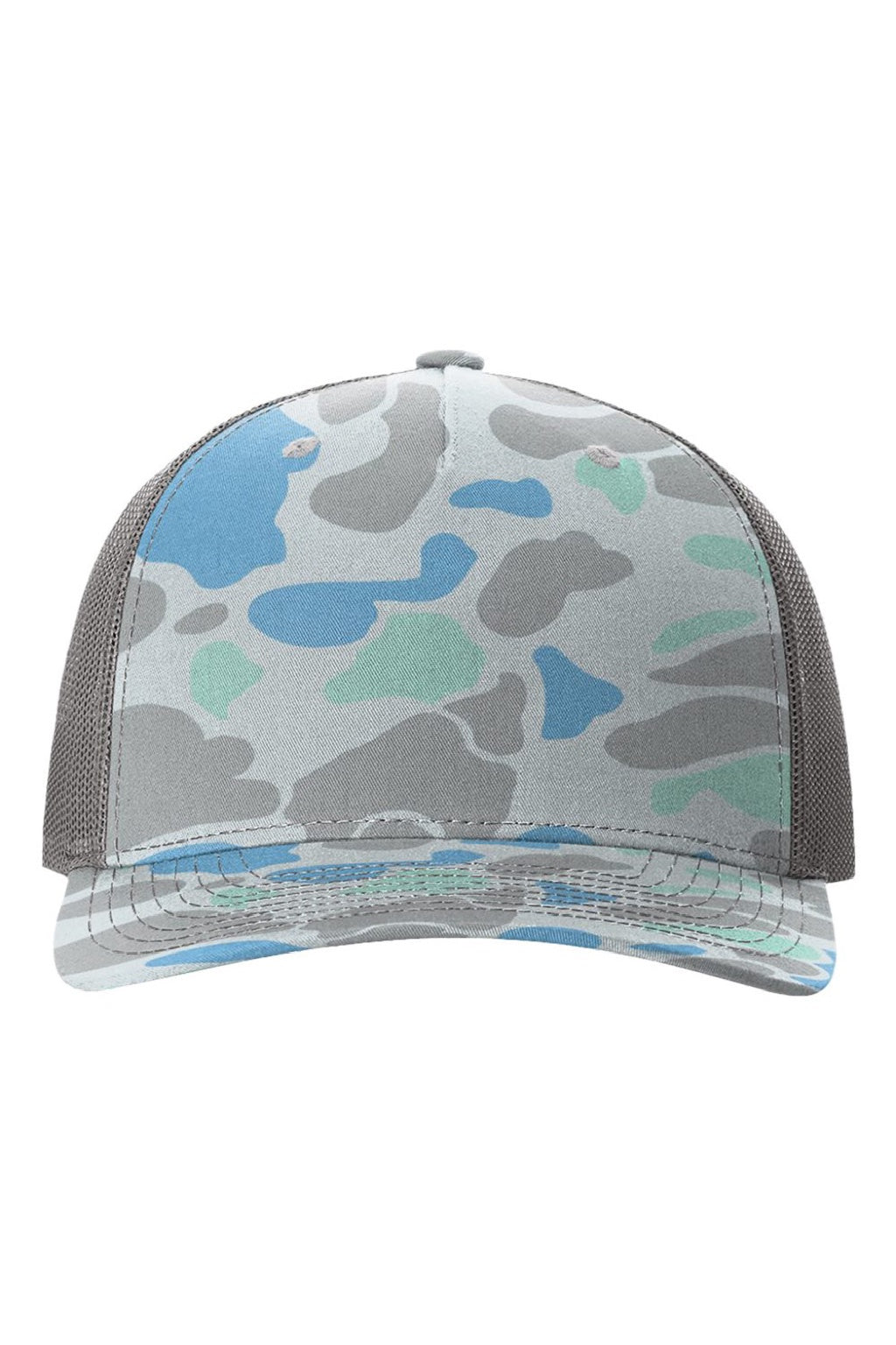 Richardson Hats 112PFP Mens Printed Snapback Trucker Hat Saltwater Duck Camo/Charcoal Flat Front