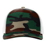 Richardson Hats Mens Printed Snapback Trucker Hat - Green Camo/White - New