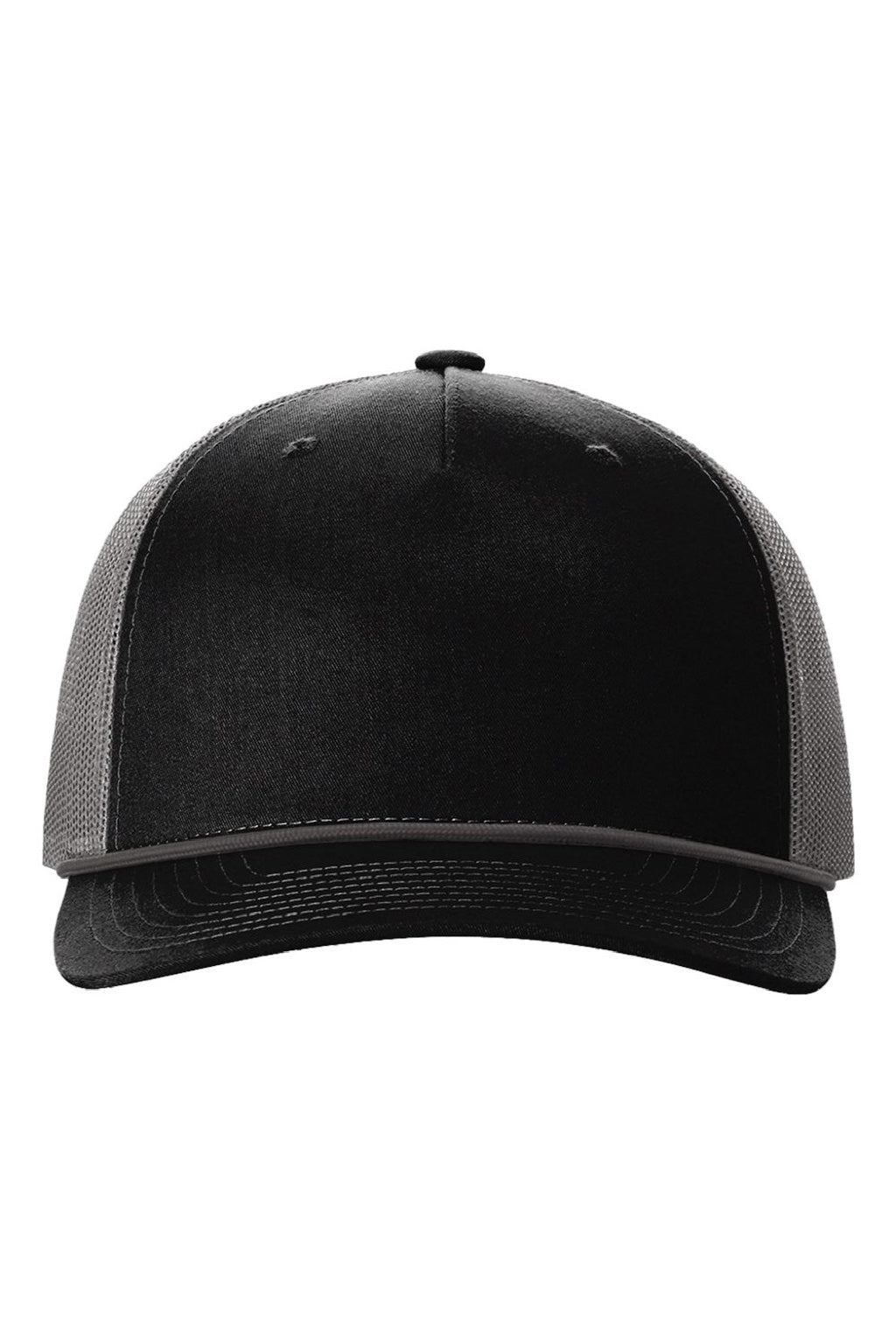 Richardson Hats 112FPR Mens Adjustable Trucker Rope Hat Black/Charcoal Grey Flat Front