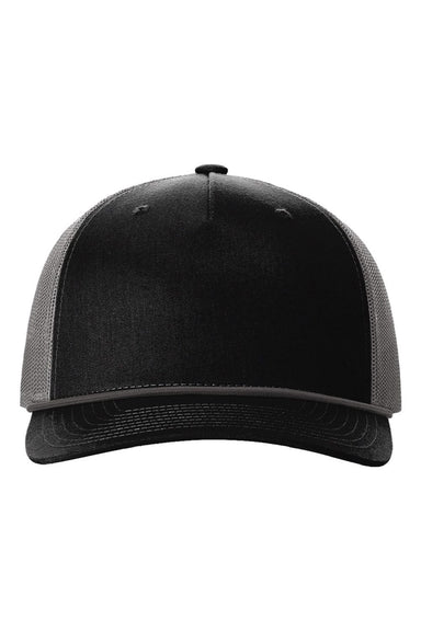 Richardson Hats 112FPR Mens Adjustable Trucker Rope Hat Black/Charcoal Grey Flat Front