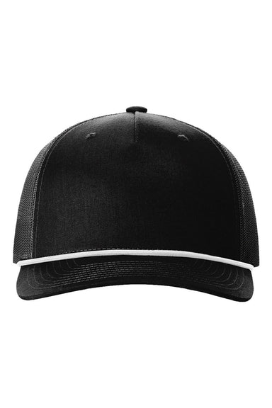 Richardson Hats 112FPR Mens Adjustable Trucker Rope Hat Black/White Flat Front