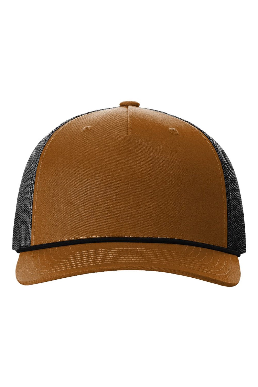Richardson Hats 112FPR Mens Adjustable Trucker Rope Hat Caramel Brown/Black Flat Front