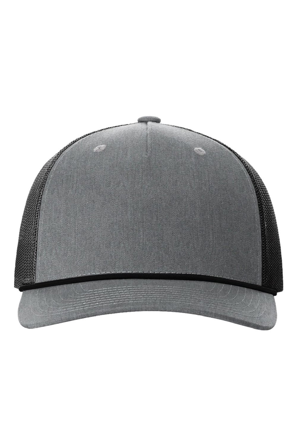 Richardson Hats 112FPR Mens Adjustable Trucker Rope Hat Heather Grey/Black Flat Front