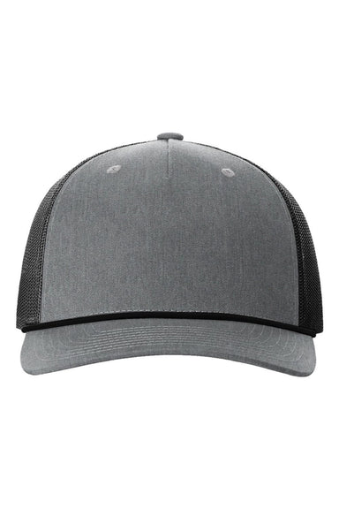 Richardson Hats 112FPR Mens Adjustable Trucker Rope Hat Heather Grey/Black Flat Front