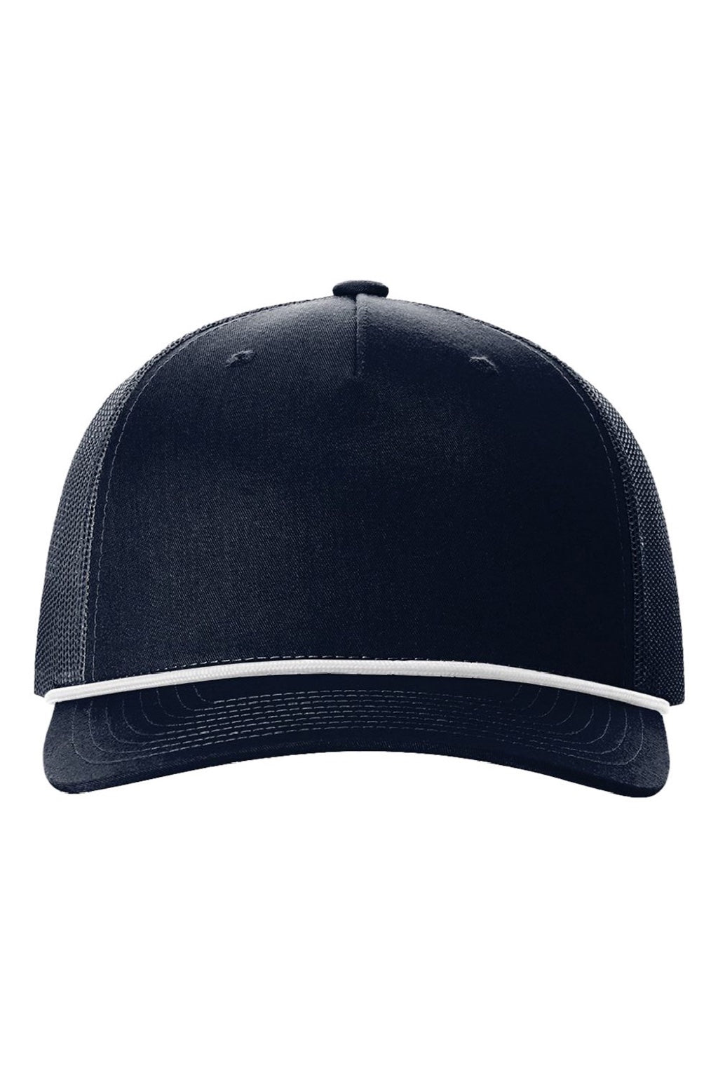 Richardson Hats 112FPR Mens Adjustable Trucker Rope Hat Navy Blue/White Flat Front