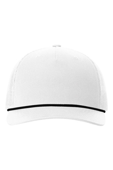 Richardson Hats 112FPR Mens Adjustable Trucker Rope Hat White/Black Flat Front