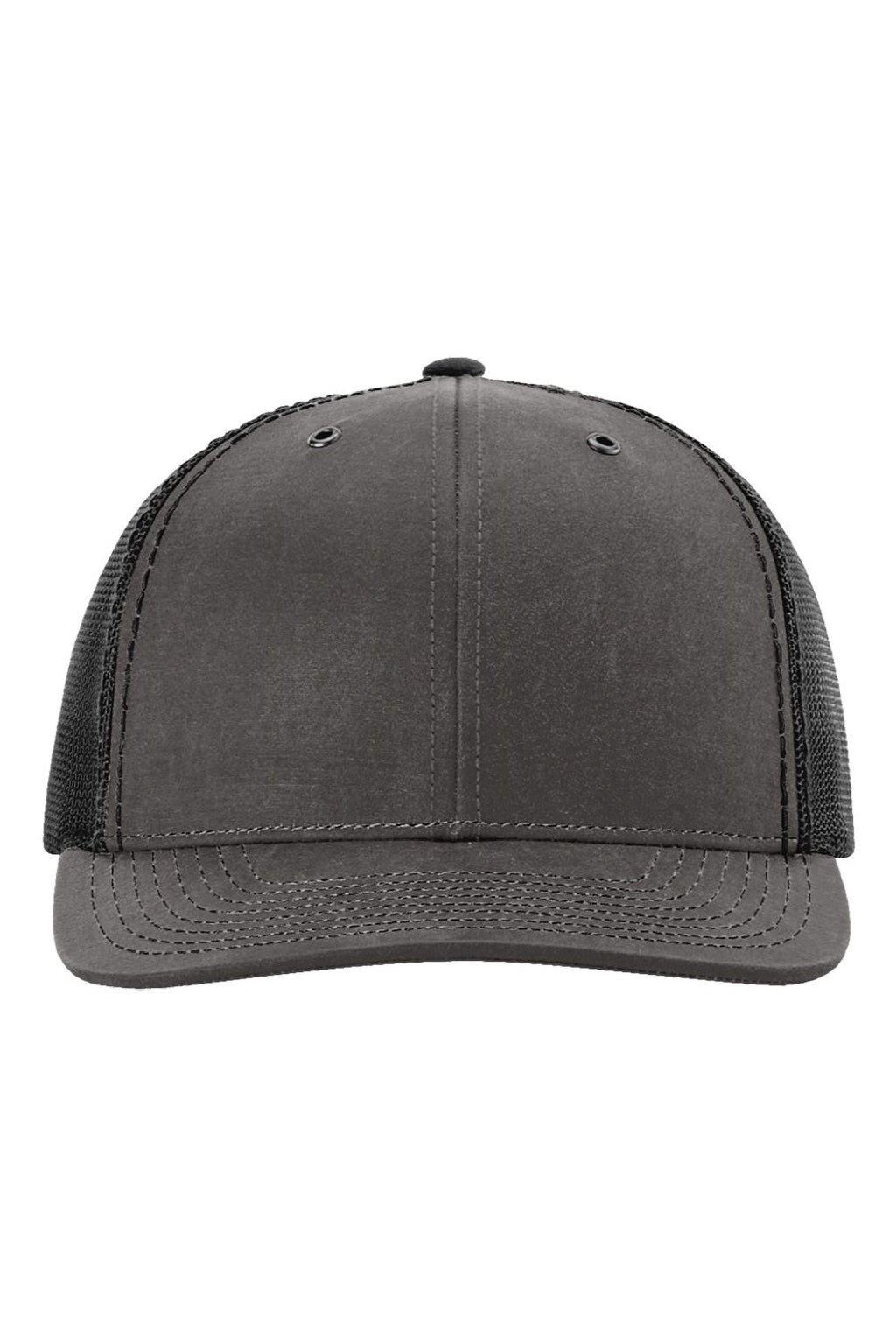 Richardson Hats 112WF Mens Fremont Snapback Trucker Hat Charcoal Grey/Black Flat Front