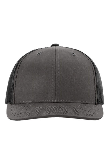 Richardson Hats 112WF Mens Fremont Snapback Trucker Hat Charcoal Grey/Black Flat Front