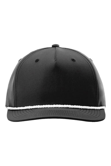 Richardson Hats 258 Mens Five Panel Classic Rope Snapback Hat Black/White Flat Front