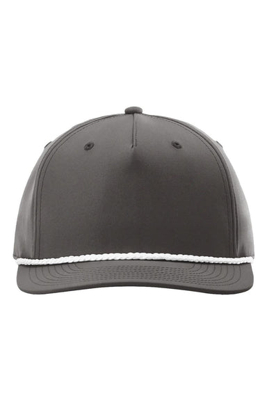 Richardson Hats 258 Mens Five Panel Classic Rope Snapback Hat Dark Grey/White Flat Front