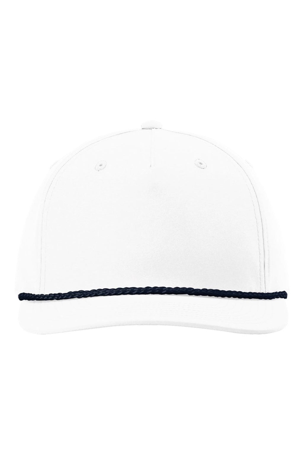 Richardson Hats 258 Mens Five Panel Classic Rope Snapback Hat White/Navy Blue Flat Front