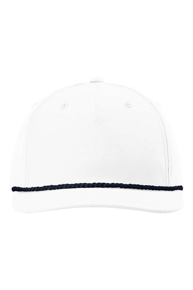 Richardson Hats 258 Mens Five Panel Classic Rope Snapback Hat White/Navy Blue Flat Front