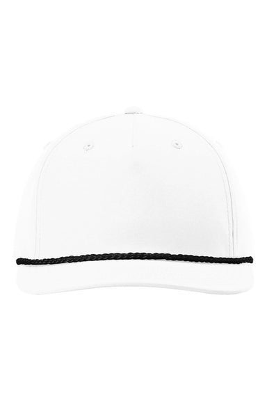 Richardson Hats 258 Mens Five Panel Classic Rope Snapback Hat White/Black Flat Front
