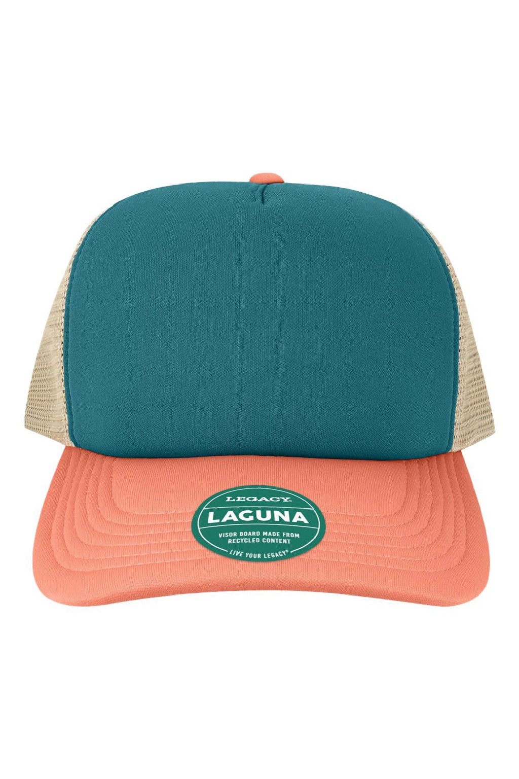 Legacy Hats LTA Mens Laguna Snapback Hat Marine Green/Salmon/Khaki Flat Front