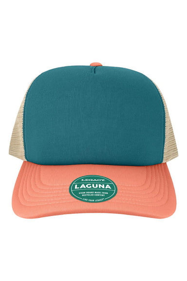 Legacy Hats LTA Mens Laguna Snapback Hat Marine Green/Salmon/Khaki Flat Front