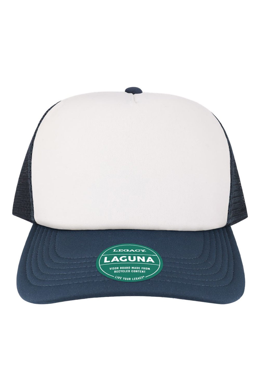 Legacy Hats LTA Mens Laguna Snapback Hat White/Navy Blue Flat Front