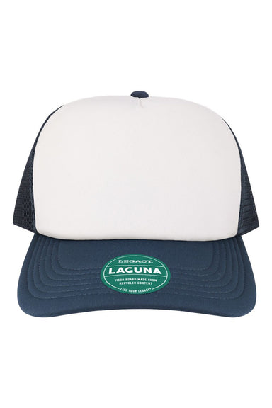 Legacy Hats LTA Mens Laguna Snapback Hat White/Navy Blue Flat Front
