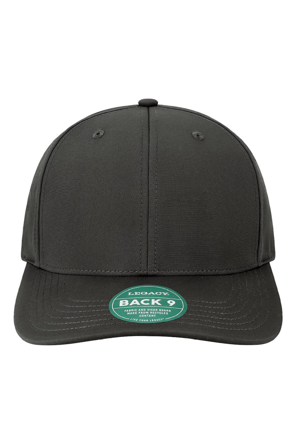 Legacy Hats B9A Mens Back Nine Moisture Wicking Adjustable Hat Black Flat Front