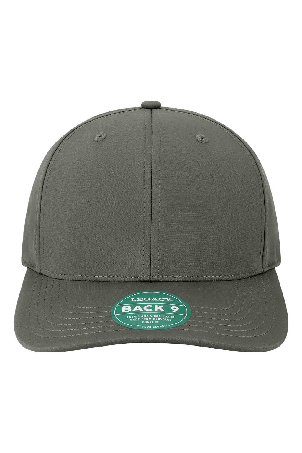 Legacy Hats B9A Mens Back Nine Adjustable Hat Dark Grey Flat Front