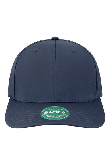Legacy Hats B9A Mens Back Nine Adjustable Hat Navy Blue Flat Front