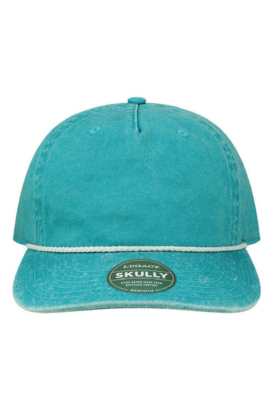 Legacy Hats SKULLY Mens Skully Snapback Hat Aqua Blue Flat Front
