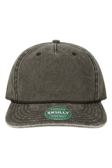 Legacy Hats SKULLY Mens Skully Snapback Hat Black Flat Front