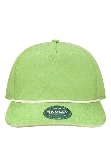 Legacy Hats SKULLY Mens Skully Snapback Hat Lime Green Flat Front