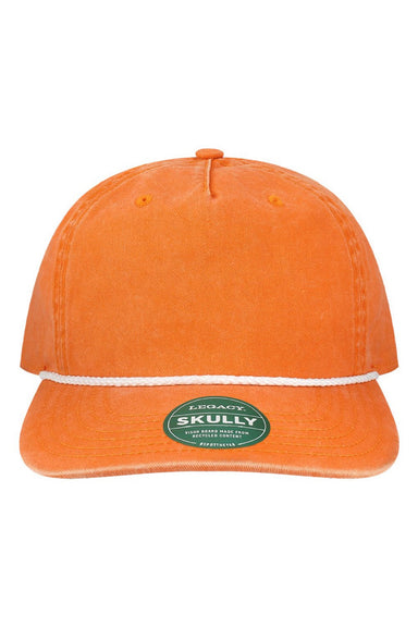 Legacy Hats SKULLY Mens Skully Snapback Hat Tangerine Orange Flat Front