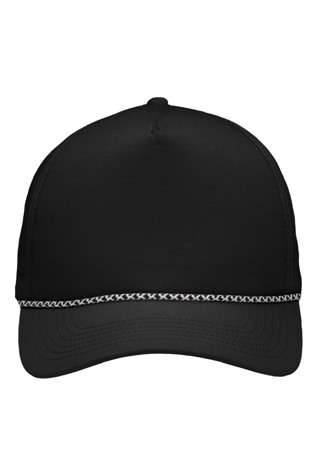 Sportsman Hats SP1300 Mens Rope Heritage Fit Snapback Hat Black Flat Front