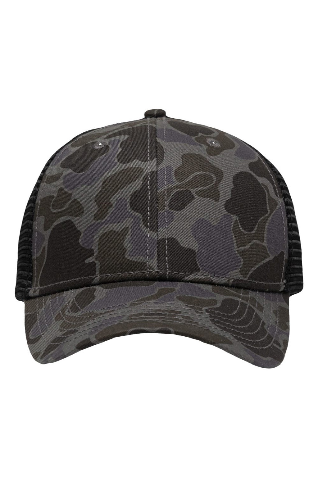 Sportsman Hats SP1450 Mens Traditional Lo Pro Mesh Back Snapback Trucker Hat Black Duck Camo/Black Flat Front