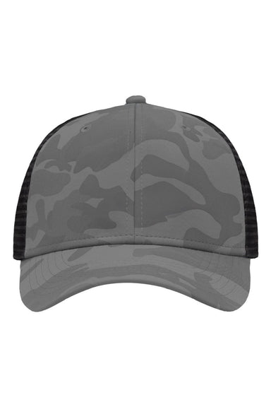 Sportsman Hats SP1450 Mens Traditional Lo Pro Mesh Back Snapback Trucker Hat Grey Camo/Black Flat Front