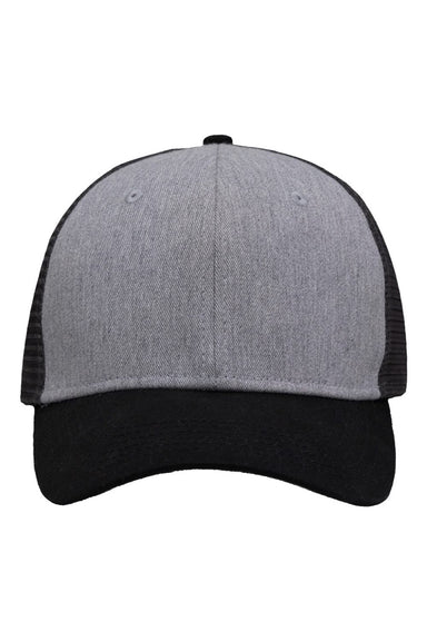 Sportsman Hats SP1450 Mens Traditional Lo Pro Mesh Back Snapback Trucker Hat Heather Grey/Charcoal Grey/Black Flat Front