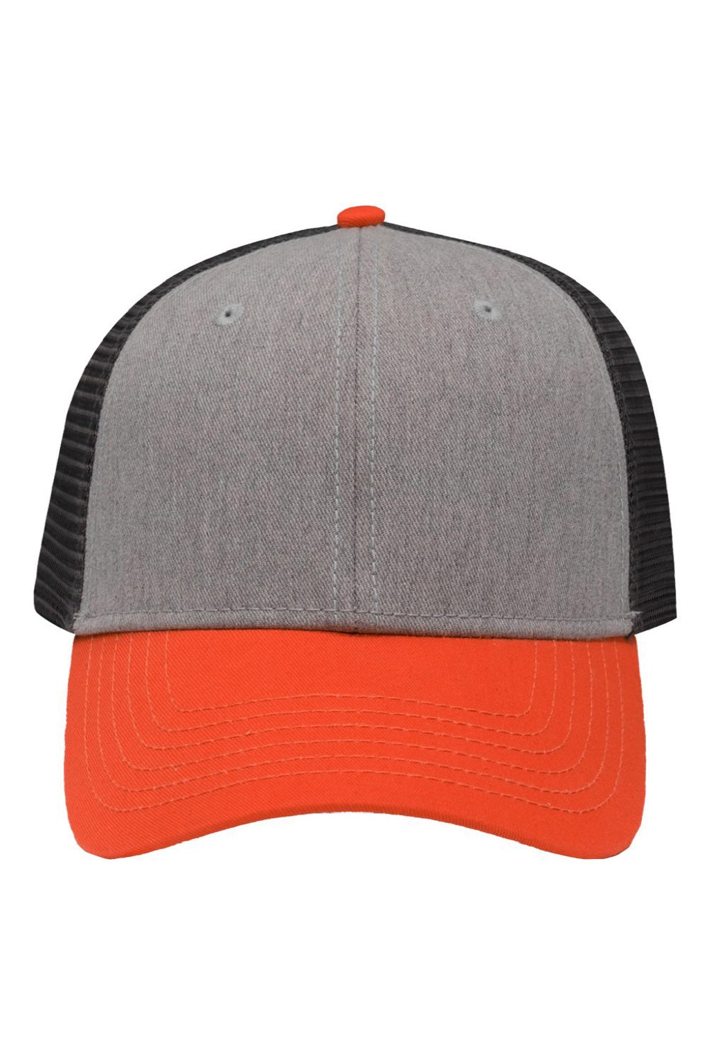 Sportsman Hats SP1450 Mens Traditional Lo Pro Mesh Back Snapback Trucker Hat Heather Grey/Charcoal Grey/Orange Flat Front