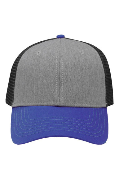 Sportsman Hats SP1450 Mens Traditional Lo Pro Mesh Back Snapback Trucker Hat Heather Grey/Charcoal Grey/Royal Blue Flat Front