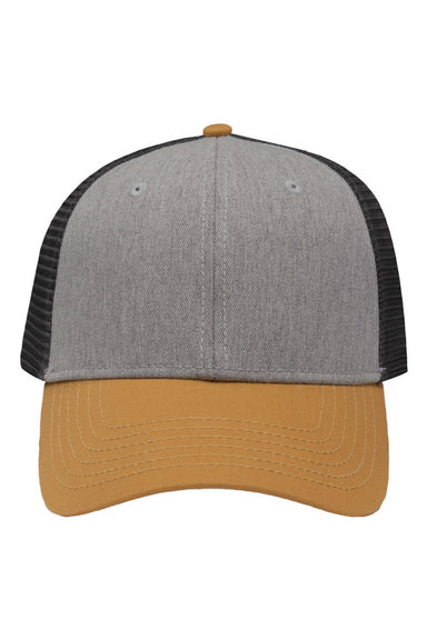 Sportsman Hats SP1450 Mens Traditional Lo Pro Mesh Back Snapback Trucker Hat Heather Grey/Charcoal Grey/Vegas Gold Flat Front
