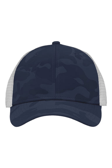 Sportsman Hats SP1450 Mens Traditional Lo Pro Mesh Back Snapback Trucker Hat Navy Blue Camo/White Flat Front