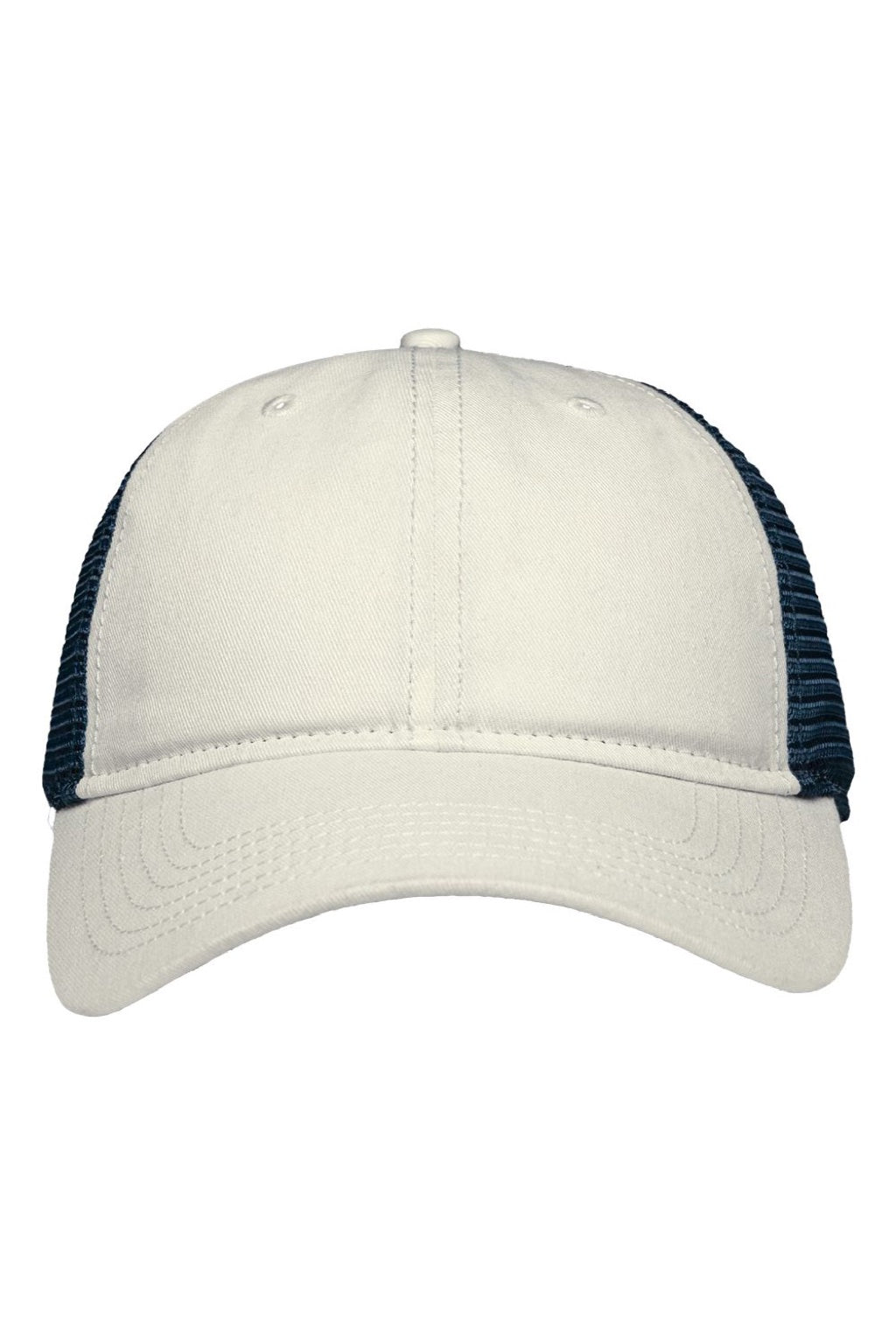 Sportsman Hats SP1450 Mens Traditional Lo Pro Mesh Back Snapback Trucker Hat Stone/Navy Blue Flat Front