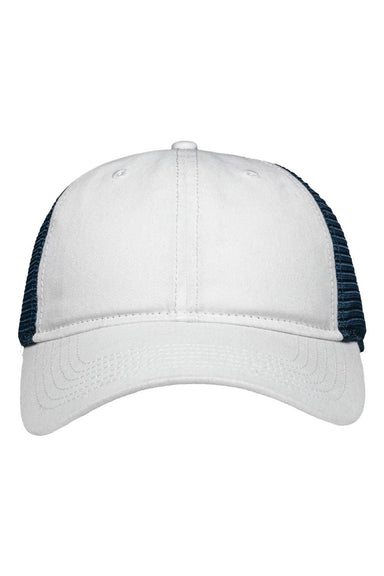 Sportsman Hats SP1450 Mens Traditional Lo Pro Mesh Back Snapback Trucker Hat White/Navy Blue Flat Front