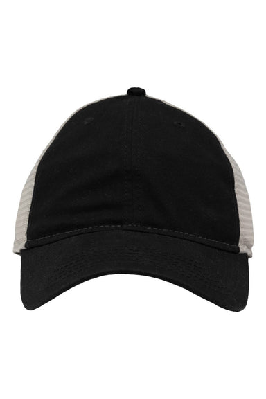 Sportsman Hats SP1750 Mens Adjustable Mesh Back Dad Hat Black/Stone Flat Front