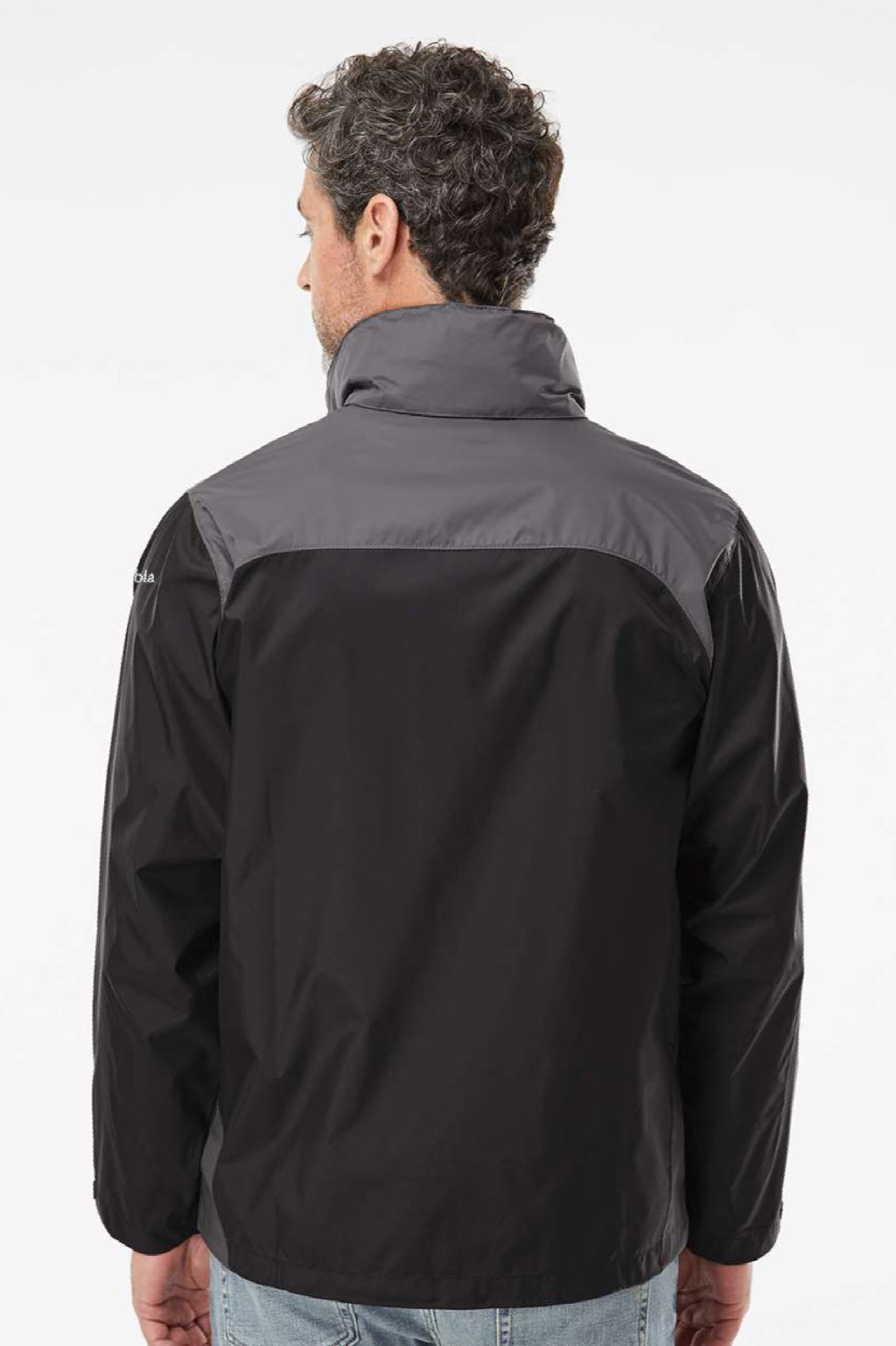 Columbia 212476 Mens Glennaker Lake II Full Zip Rain Jacket Black/City Grey Model Back