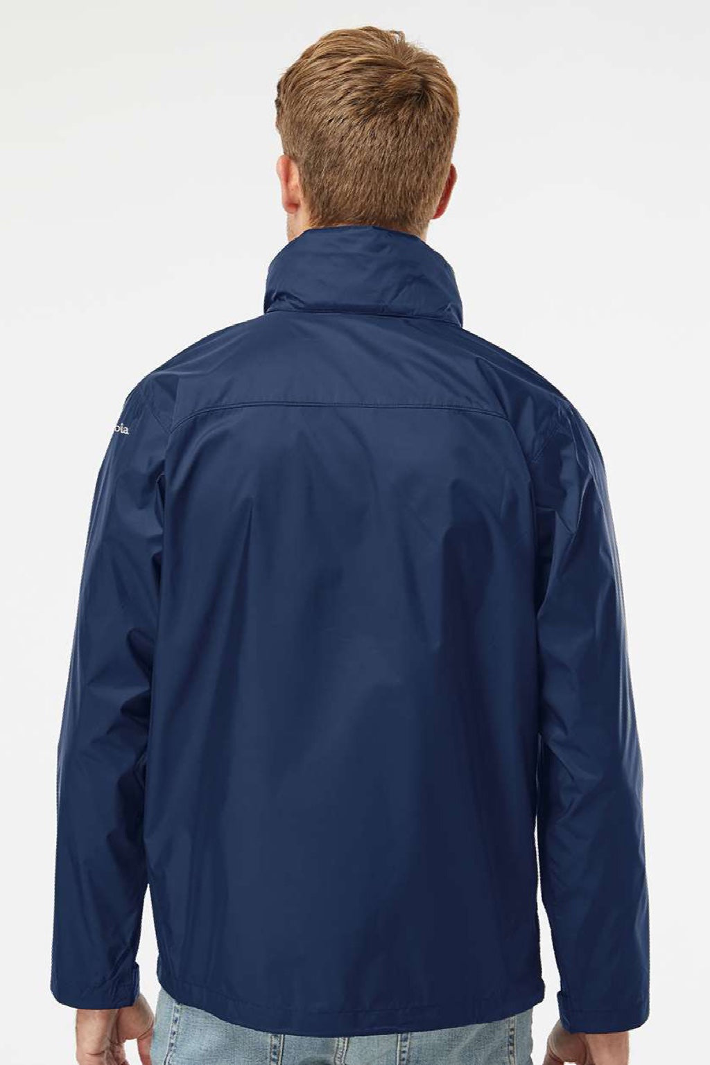 Columbia 212476 Mens Glennaker Lake II Full Zip Rain Jacket Collegiate Navy Blue Model Back