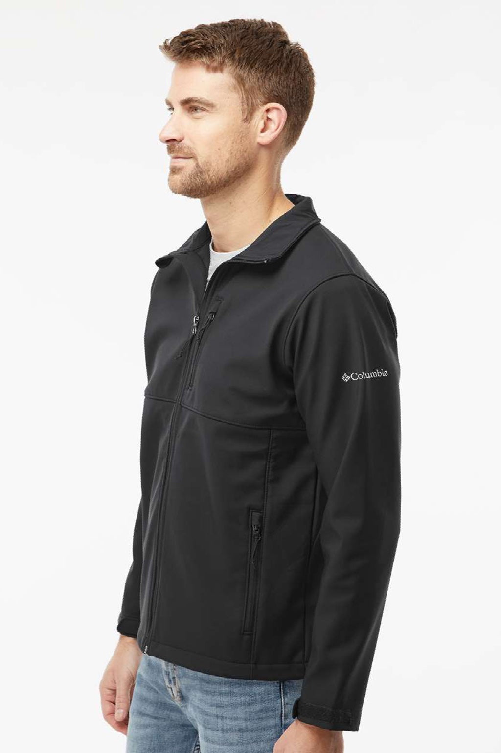 Columbia 212483 Mens Ascender Soft Shell Full Zip Jacket Black Model Side