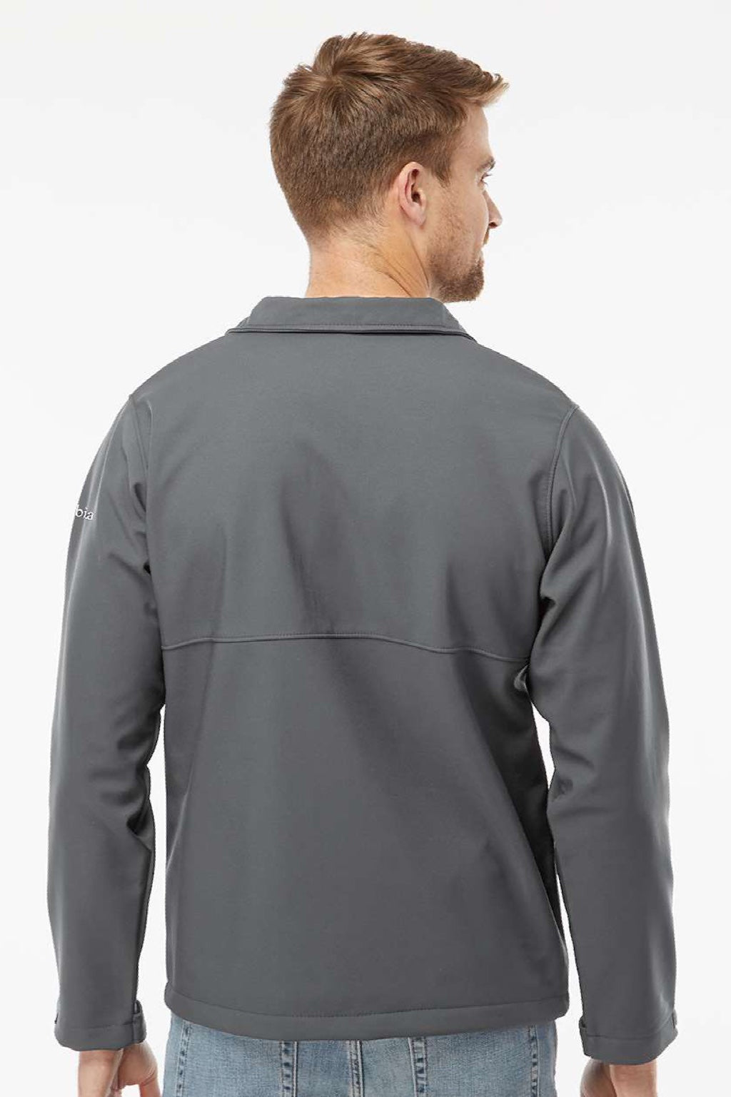 Columbia 212483 Mens Ascender Soft Shell Full Zip Jacket Graphite Grey Model Back