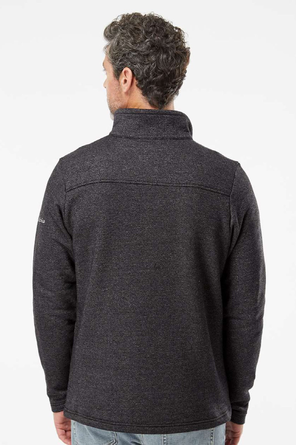 Columbia 212487 Mens Great Hart Mountain III 1/4 Zip Sweatshirt Heather Black Model Back